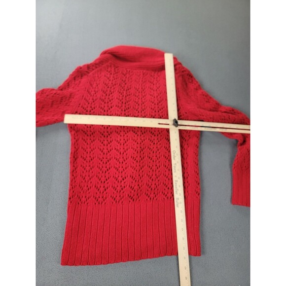 Old Navy Sweater Womens Large Red Toggle Shawl Collar Open Knit Wool Blend mall - Picture 7 of 10